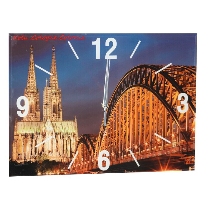 Wanduhr mit Motiv Kölner Dom & die  Hohenzollernbrücke