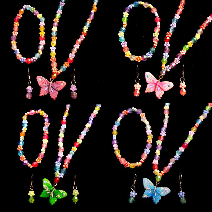 Cute colourful children necklace with earrings with bracelet